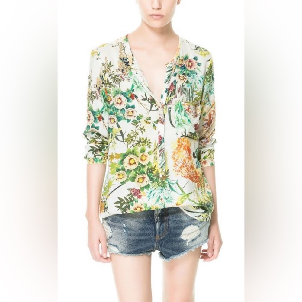 Zara Vibrant Floral Print Blouse